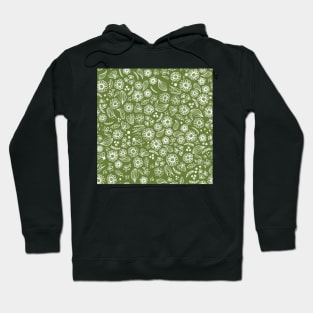 Floral Sketch Green Hoodie